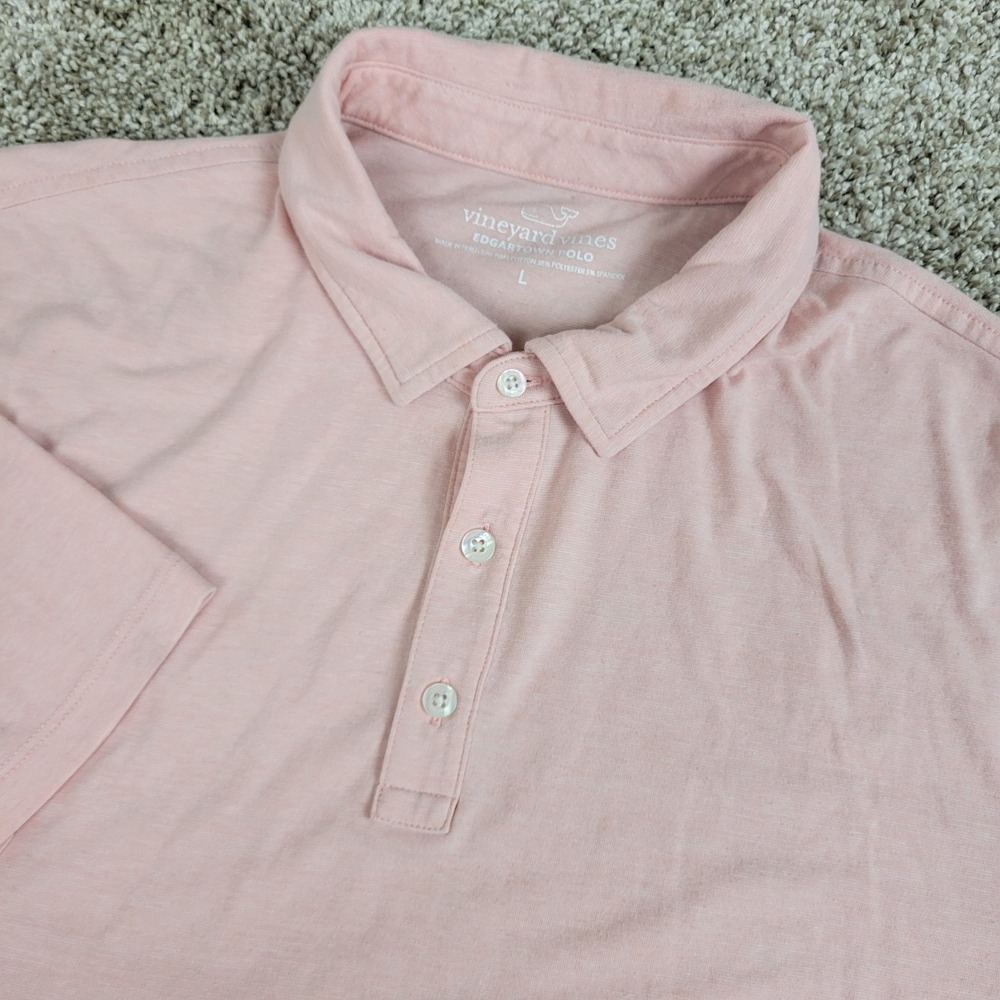 Vineyard Vines Edgartown Mens Large Solid Pink Performance Stretch Polo